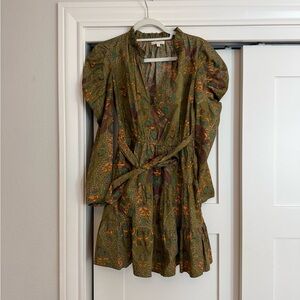 Anna Cate Floral Green and Orange Dress